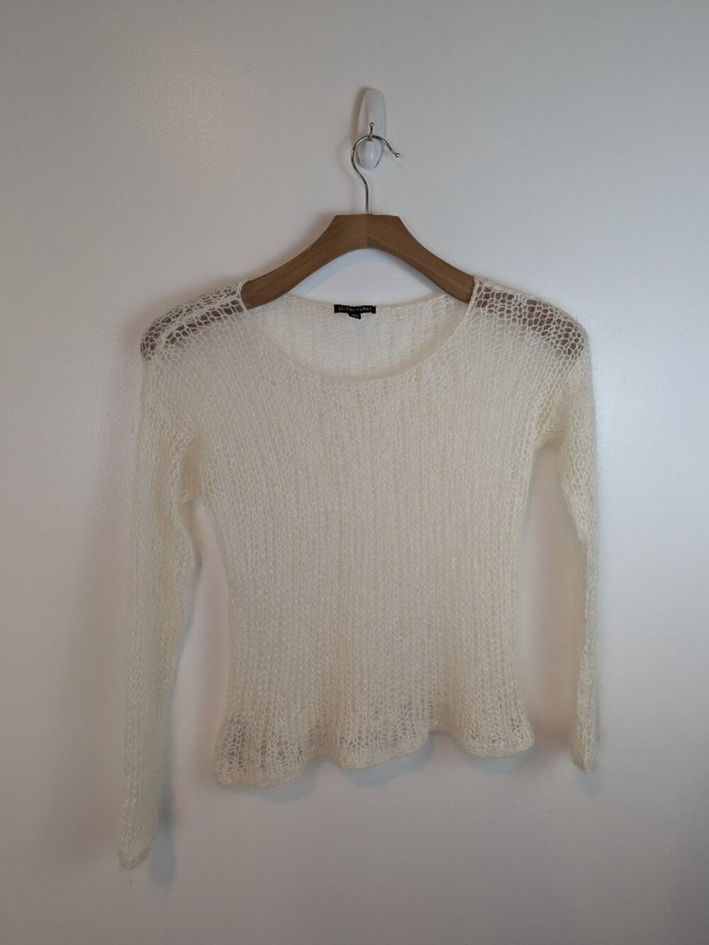 Eileen Fisher Mohair Blend Loose Knit Layering Sweater in White, Sz M